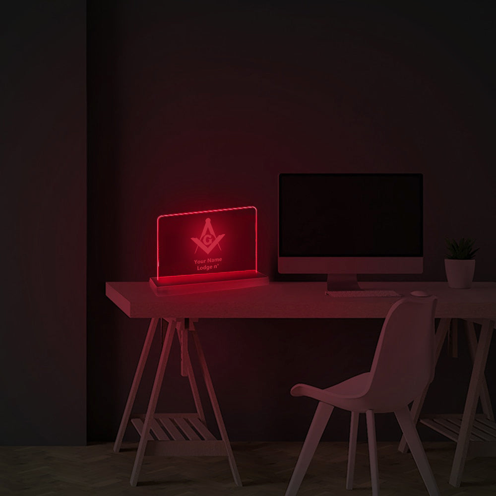 Master Mason Blue Lodge LED Sign - 3D Glowing light - Bricks Masons