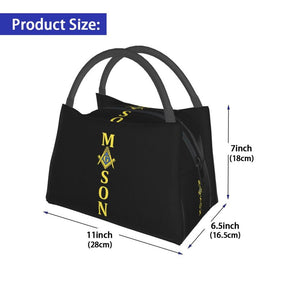 Master Mason Blue Lodge Lunch Bag - Golden Mason Square and Compass G Thermal Insulated - Bricks Masons