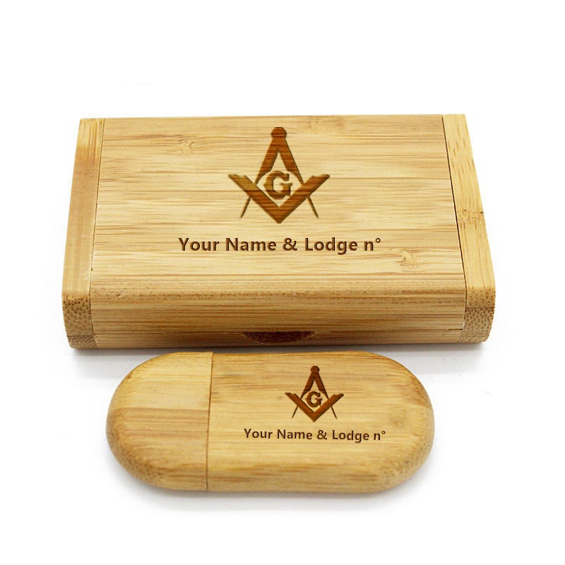 Master Mason Blue Lodge USB Flash Drives - Various Wood Colors - Bricks Masons