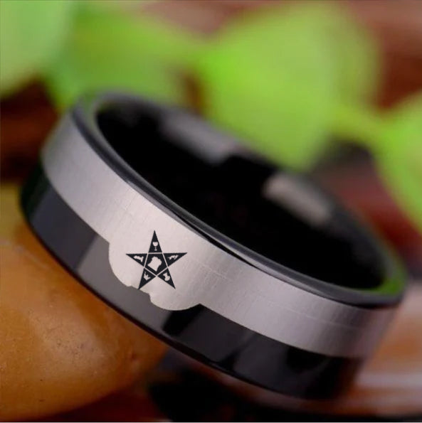 OES Ring - Black Silver Tungsten - Bricks Masons