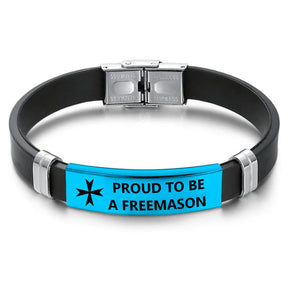 Order Of Malta Commandery Bracelet - Steel & Leather - Bricks Masons