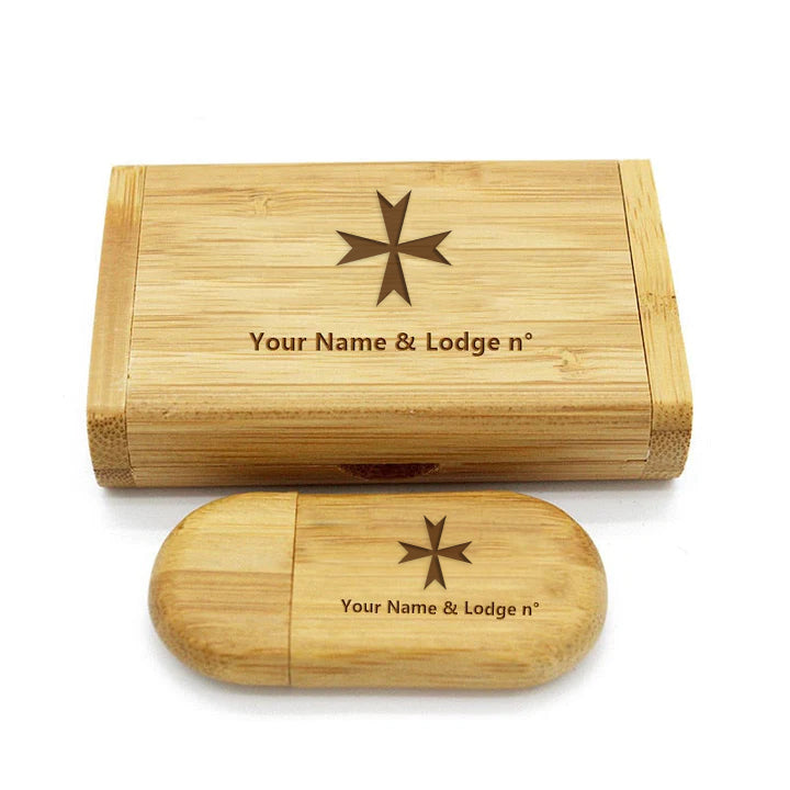 Order Of Malta Commandery USB Flash Drive - Various Wood Colors - Bricks Masons