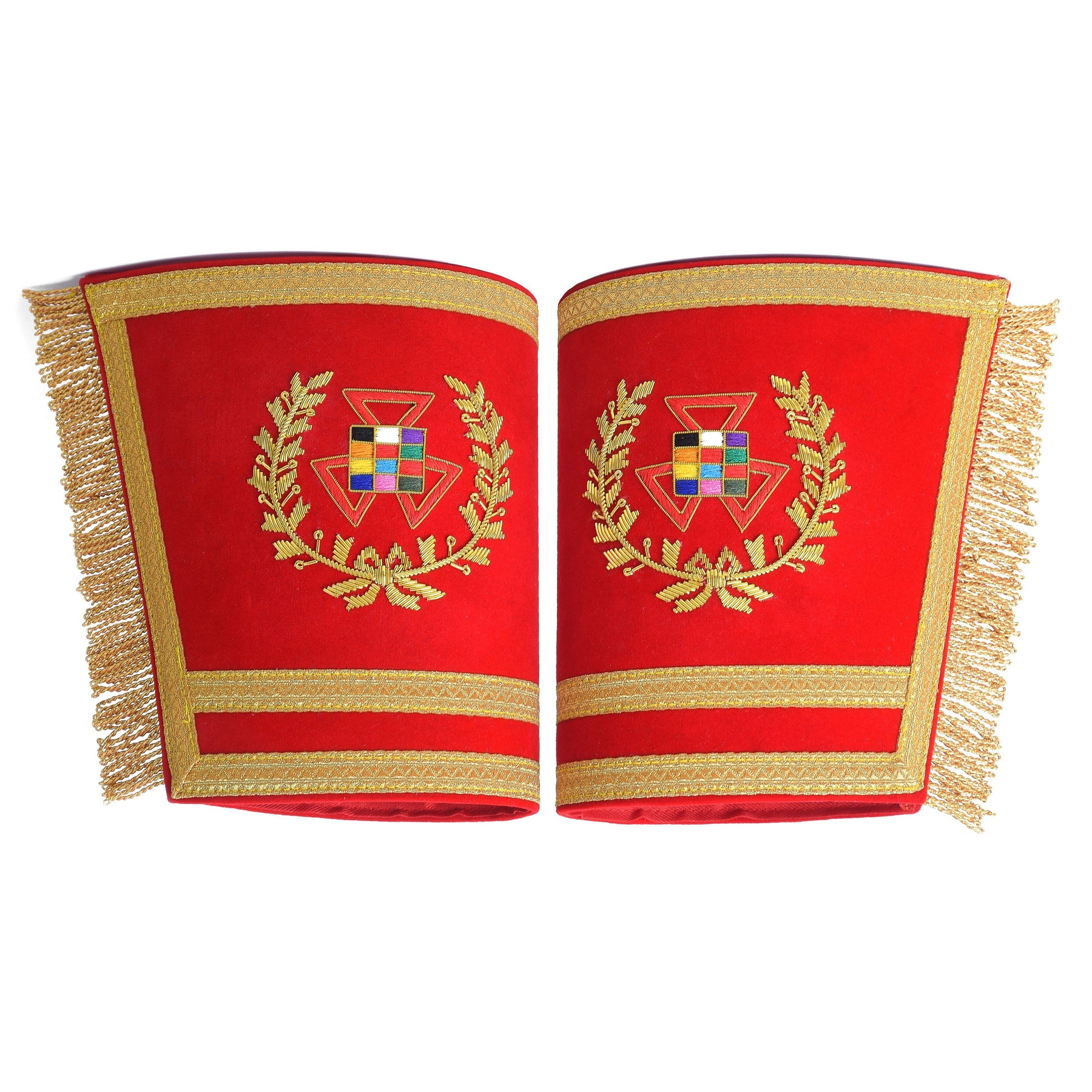 Past Grand High Priest Royal Arch Chapter Cuff - Red Velvet With Gold Fringe - Bricks Masons