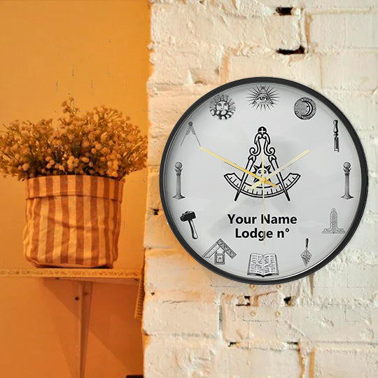 Past Master Blue Lodge California Regulation Clock - Frame with LED - Bricks Masons