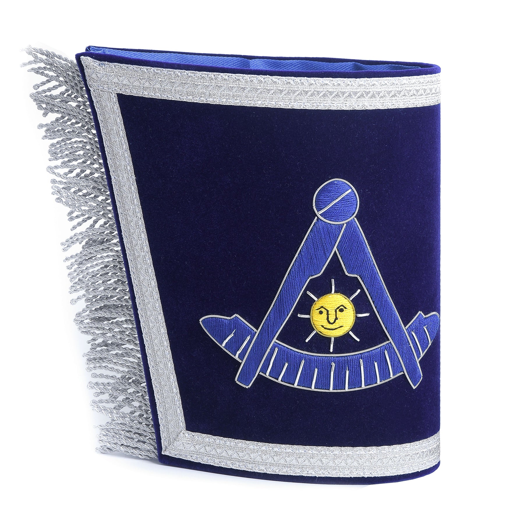 Past Master Blue Lodge California Regulation Cuff - Blue Hand Embroidery With Fringe - Bricks Masons