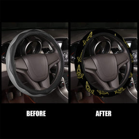 Past Master Blue Lodge California Regulation Steering Wheel Cover - White & Gold - Bricks Masons