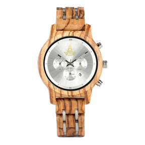 Past Master Blue Lodge California Regulation Wristwatch - Various Wood Colors - Bricks Masons