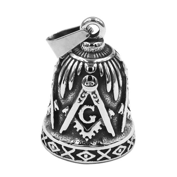 Master Mason Blue Lodge Necklace - Square and Compass G Stainless Steel Bell - Bricks Masons