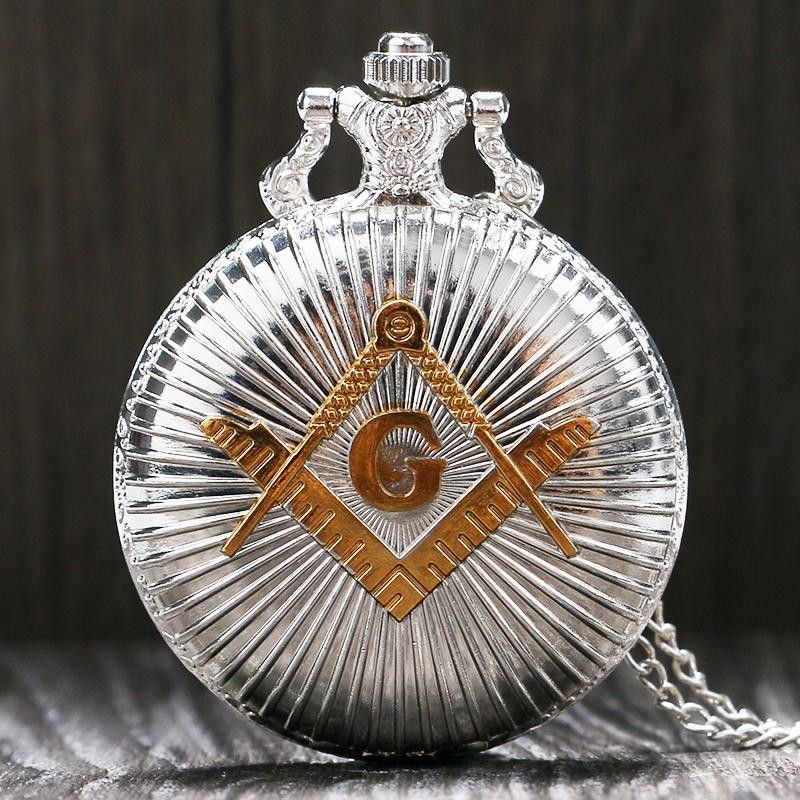 Master Mason Blue Lodge Pocket Watch - Bronze & Silver Vintage Design - Bricks Masons