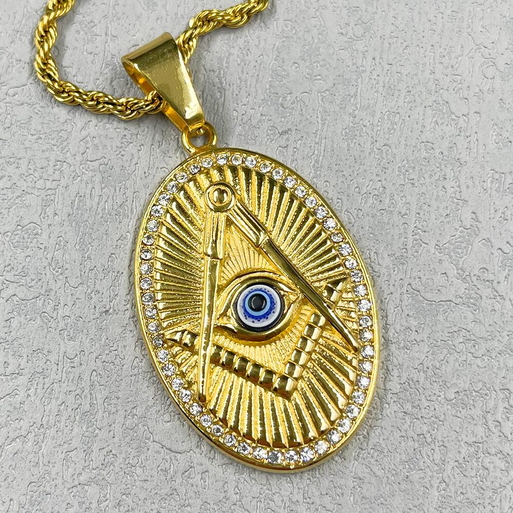 Master Mason Blue Lodge Necklace - Gold - Bricks Masons