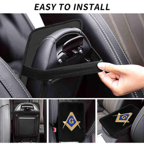 Master Mason Blue Lodge Car Armrest - Golden Square and Compass G - Bricks Masons