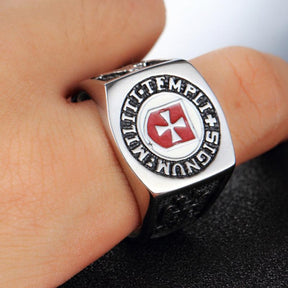 Knights Templar Commandery Ring - Stainless Steel Cross - Bricks Masons