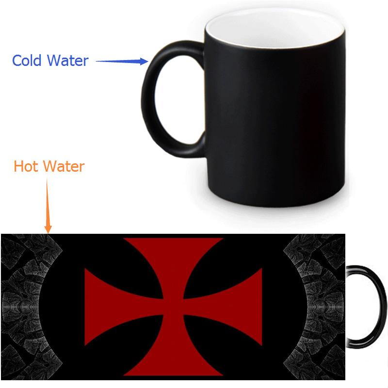 Knights Templar Commandery Mug - Heat Morphing Black - Bricks Masons