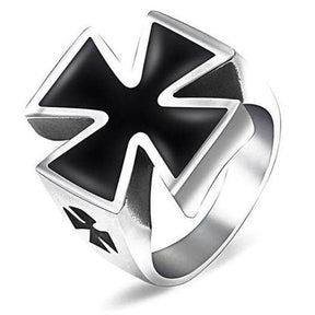 Black Cross Knight Templar Ring - Bricks Masons