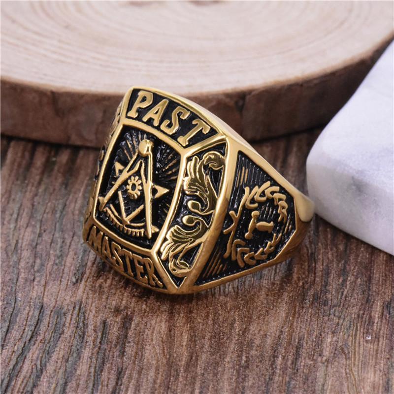 Past Master Blue Lodge Ring - Gold Stainless Steel - Bricks Masons