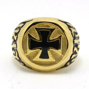 Knights Templar Commandery Ring - Retro Vintage - Gold - Bricks Masons