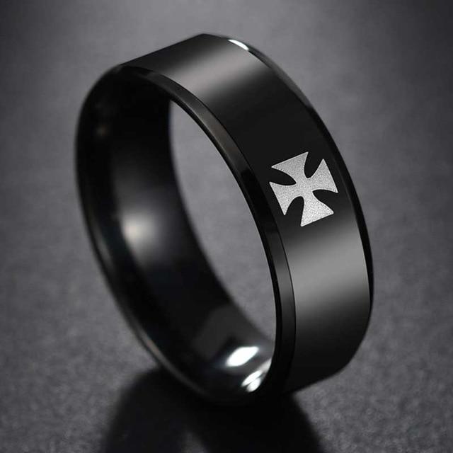 Knight Templar Cross Black Band Ring - Bricks Masons