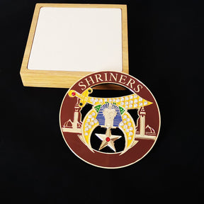 Shriners Car Emblem - Rhinestone Minarets Medallion Dark Brown - Bricks Masons