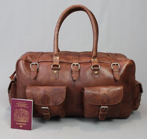 Knights Templar Travel Bag - Conker Brown Leather - Bricks Masons