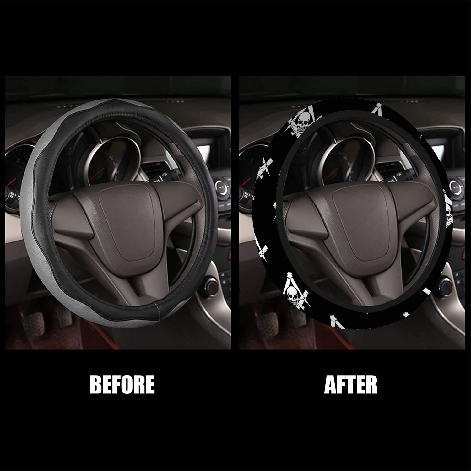 Widows Sons Steering Wheel Cover - White & Gold - Bricks Masons